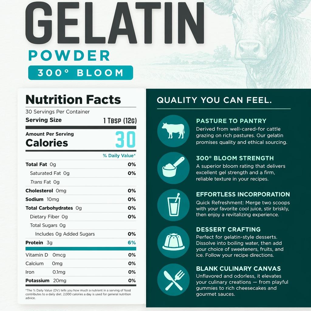 Yerbero Unflavored Beef Gelatin Powder 8oz (226g)