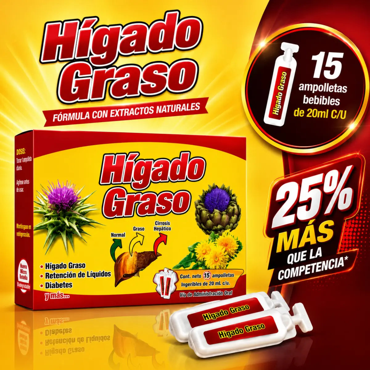 Hígado Grass Herbal Drink Ampoules – 15 Pack (20ml)