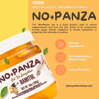 Gel de Jengibre No+Panza - CHUPA-PANZA Ginger Gel, 8.8 Ounce - Masaje Para Todo el Cuerpo.