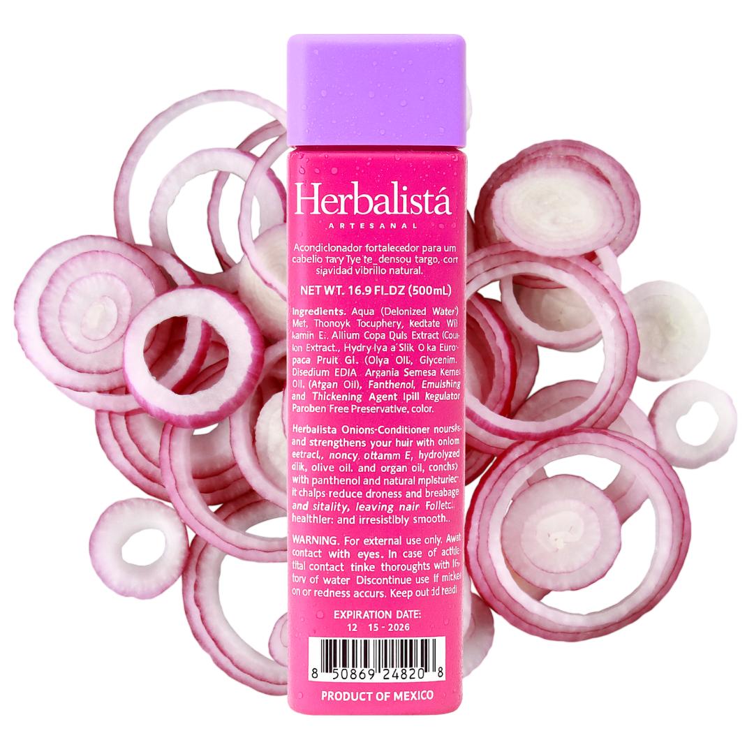Herbalista Onion Extract Leave-In Conditioner – 16.9 fl oz (500ml) | With Real: Onion, Rosemary, Honey, Argan & Olive Oil | Detangles & Softens, Restores Moisture Balance, Smooths Frizz & Split Ends, Enhances Shine & Silkiness.