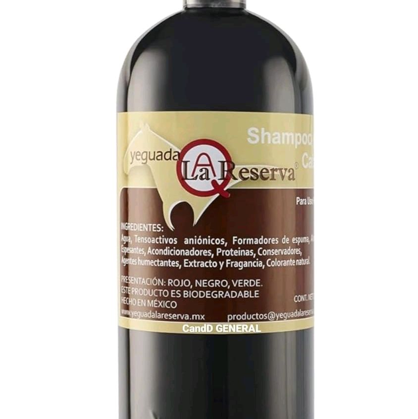 Yeguada La Reserva Shampoo Caballo Negro 1 Liter Bottle for Dark to Black Colored Hair - Made in Mexico, Natural Ingredients, Alcohol Free