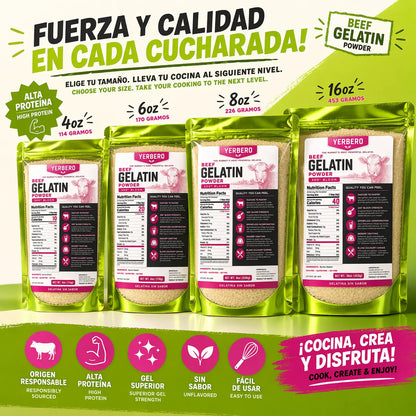 Yerbero Unflavored Beef Gelatin Powder 1 Pack 6 oz (453g)
