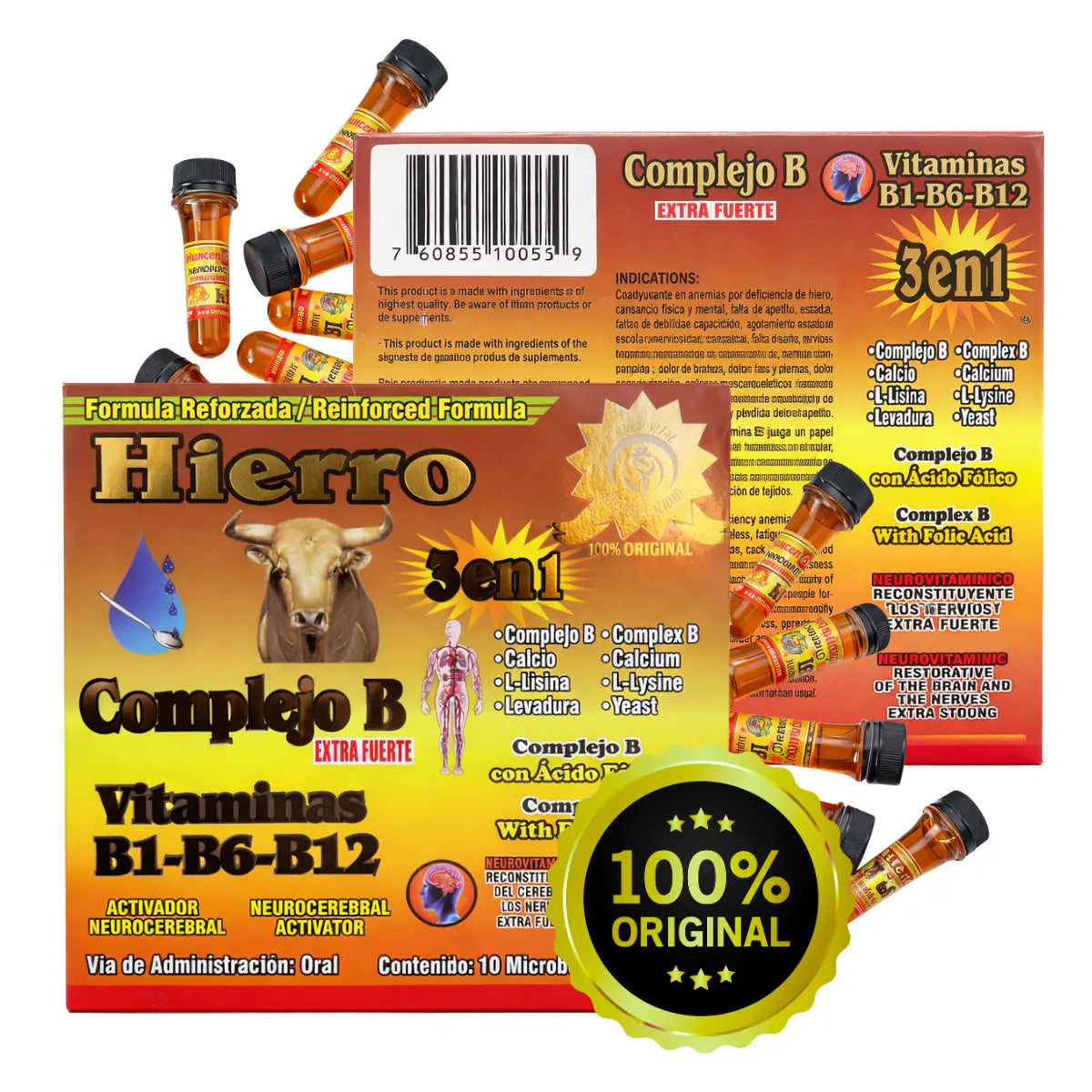 Hierro Vitamin B12 Antioxidant Supplement 10 Vials 10-in-1
