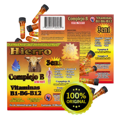 Hierro Vitamin B12 Antioxidant Supplement 10 Vials 10-in-1