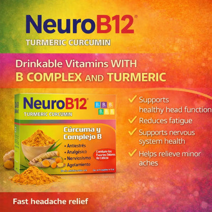NeuroB12 Turmeric Multi-Vitamin Drinkable Shots 12 Pack