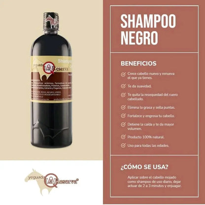 Yeguada Caballo Negro Shampoo 1L for Dark Hair