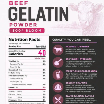Yerbero Unflavored Beef Gelatin Powder 1 Pack 6 oz (453g)