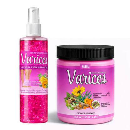 Varices Gel 125g & Body Oil 8oz Relief Bundle