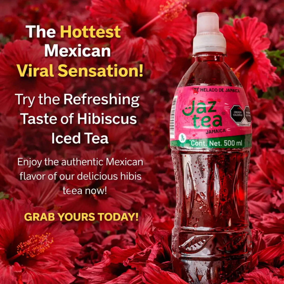 Jaztea Hibiscus Jamaica Iced Tea 3-Pack 500ml (16 fl oz)