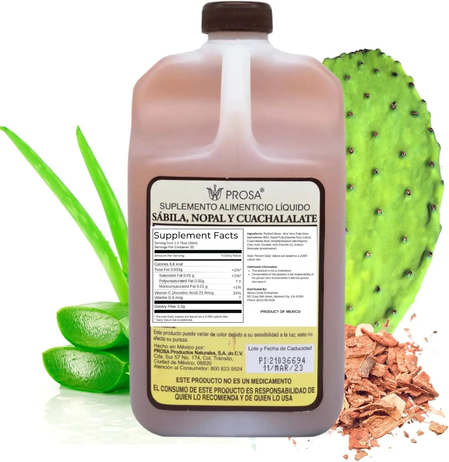 PROSA Aloe & Hibiscus Herbal Juice – 33.8 fl oz (1.05 qt / 1L)
