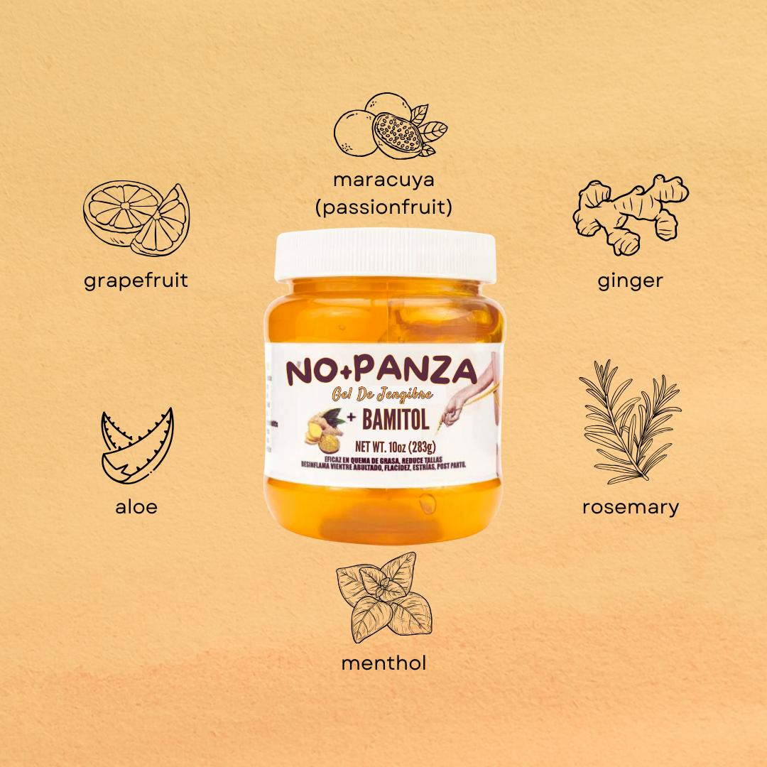 Viral Gel Reforzado de Jengibre No+Panza - NO+PANZA Ginger Gel + Bamitol, 8.8 Ounce (Pack of 1) - Grapefruit, Aloe, Passionfruit - Para Fajas & Workout