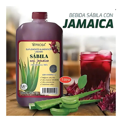 PROSA Aloe & Hibiscus Herbal Juice – 33.8 fl oz (1.05 qt / 1L)